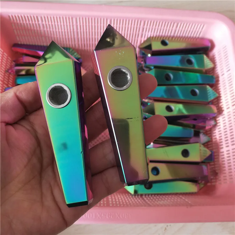 Прямая поставка оптовая продажа аура кварцевый кристалл курительная труба +