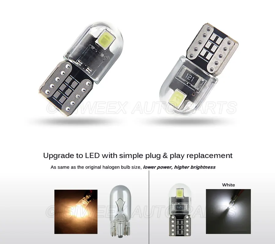 1 шт. 194 T10 w5w Светодиодная лампа 2835 2SMD стеклянная светодиодная боковая Клин для
