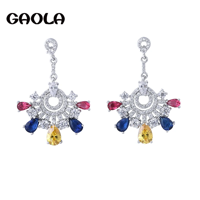 

GAOLA New Fancy Clear AAA Cubic Zircon Bridal Flower Dangle Earrings Sexy Women Luxury Jewelry GLE5592