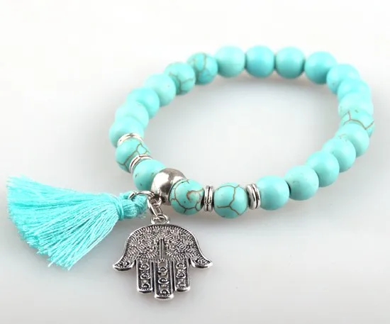 Оптовая продажа модное женское платье повязки с кисточкой Фатимы ручной Шарм