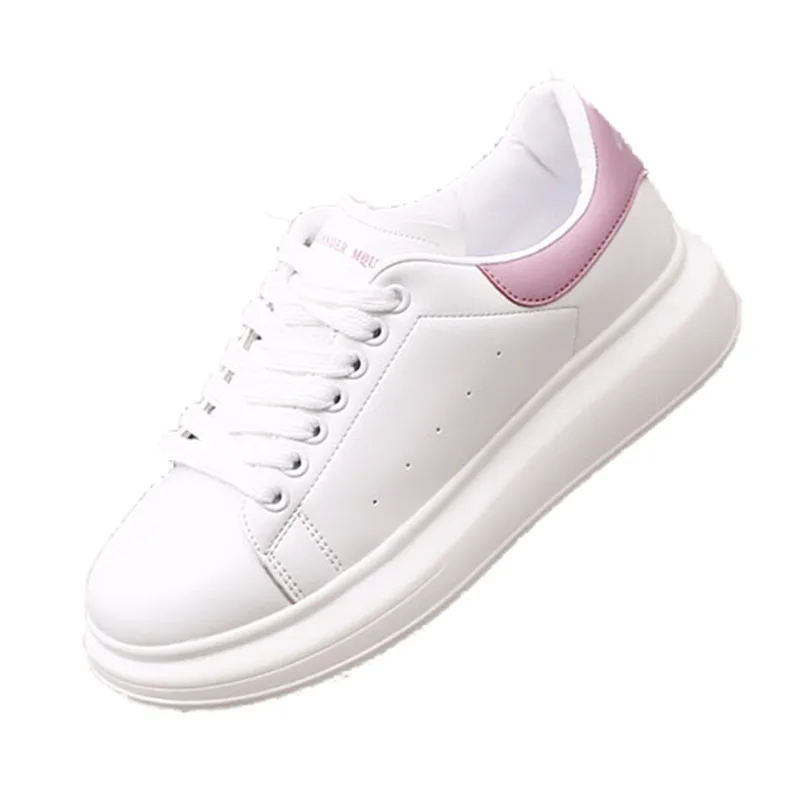 Новинка весны 2019 дизайнерские белые туфли на танкетке женские кроссовки