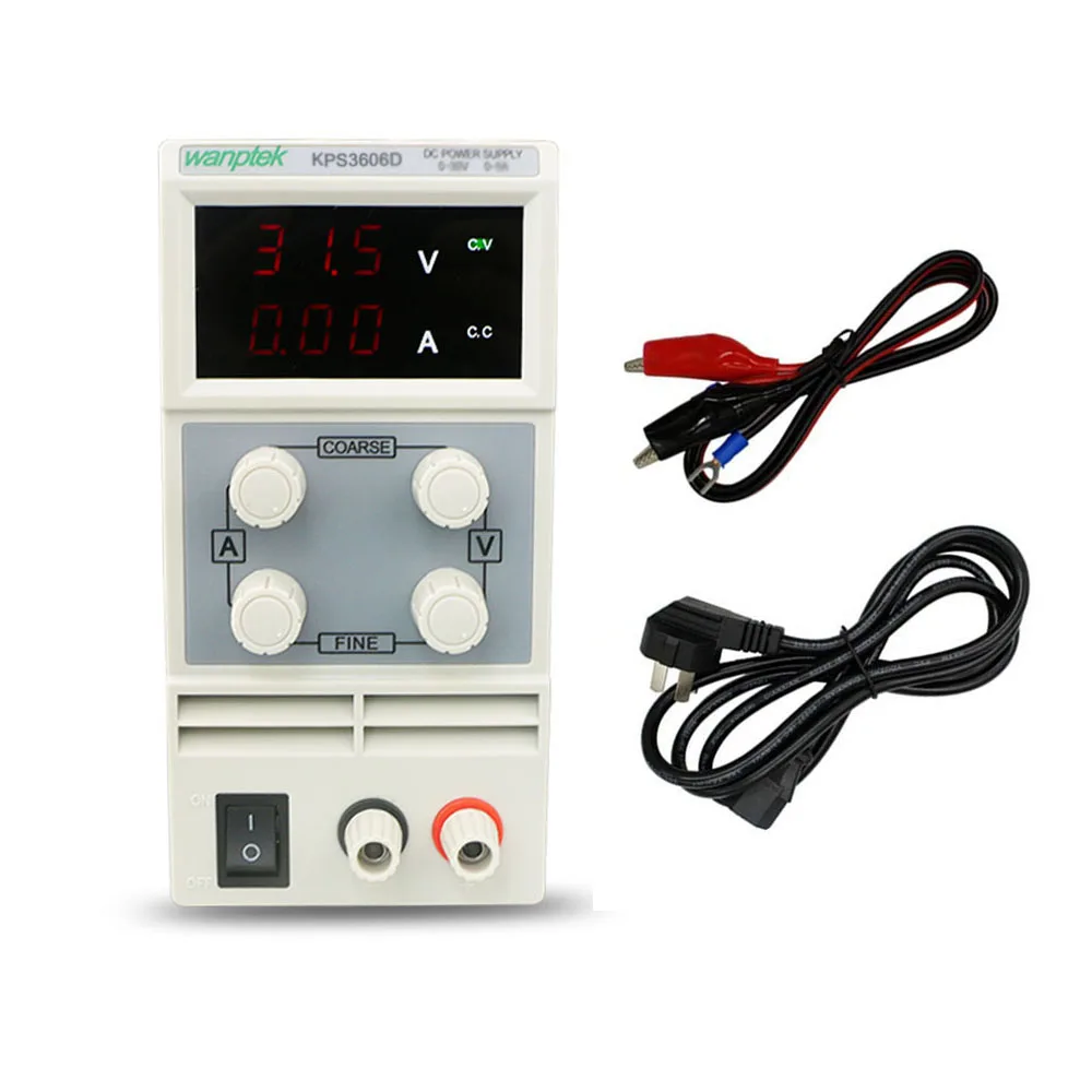 KPS3606D Мини светодиодный трехзначный цифровой дисплей Регулируемый источник питания постоянного тока 0~ 36V 0~ 6A 110 V-220 V импульсный источник питания 0,1 V/0.01A