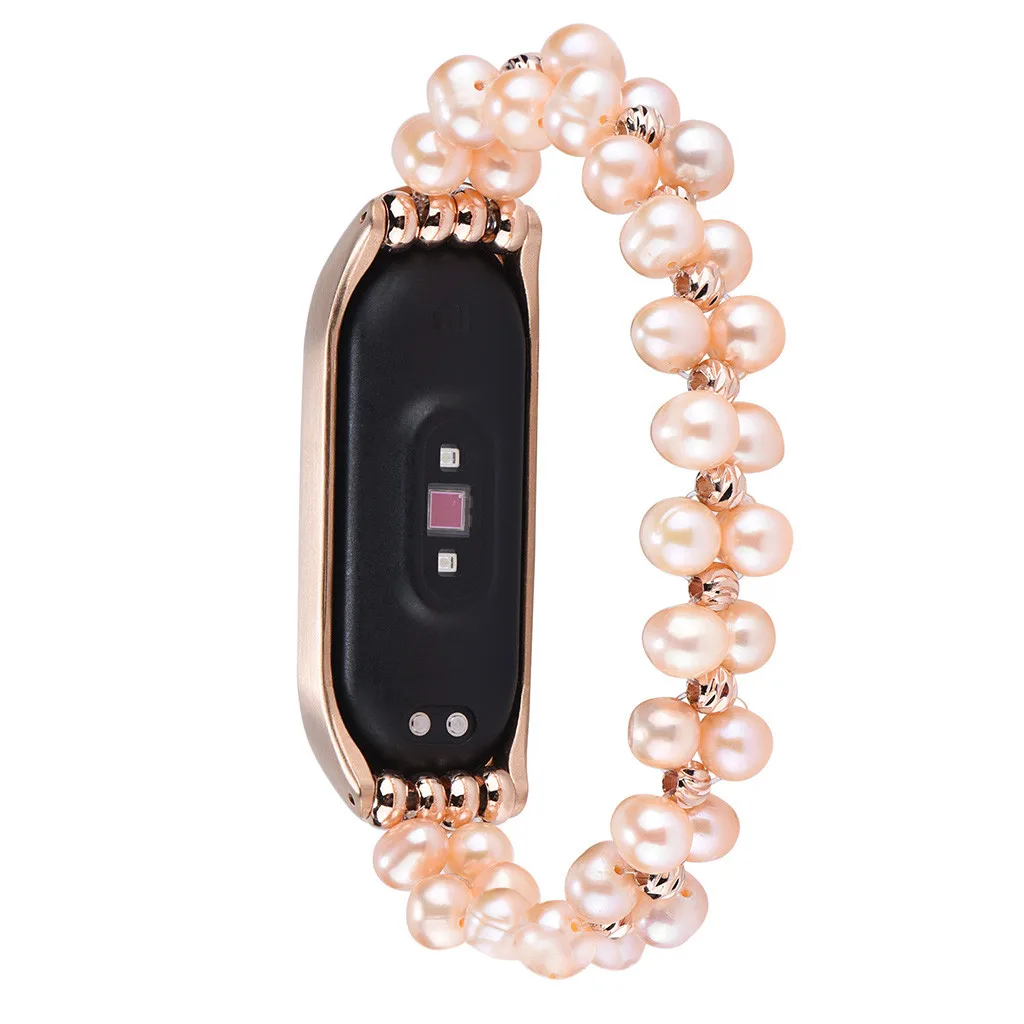 Сменный Браслет с ремешком+ металлический чехол для Xiaomi Mi Band 4 модный элегантный белый браслет с жемчужной цепочкой