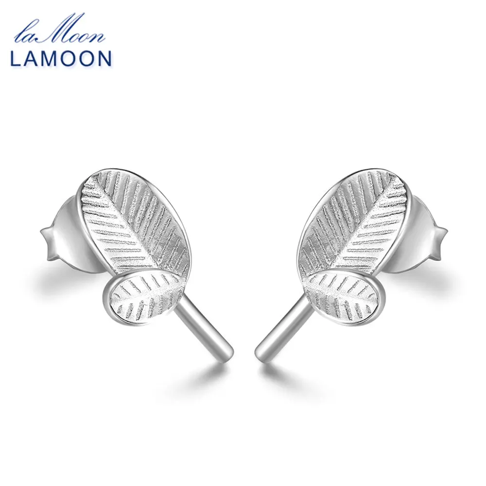 LAMOON 100% 925 пробы серебряные серьги яркие листья с текстурой цвета: золотистый