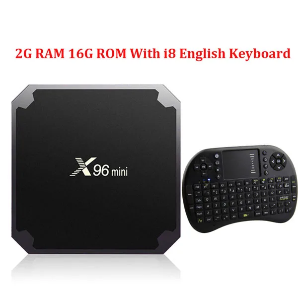 2G 16G En Keyboard 5 шт. X96 Мини Смарт ТВ приставка X96mini ТВ приставка Android 7,1 OS 1G 8G 2GB 16GB Amlogic S905W четырехъядерный 2,4G WiFi 4K X 96 ТВ-приставка - Color: 2G 16G En Keyboard