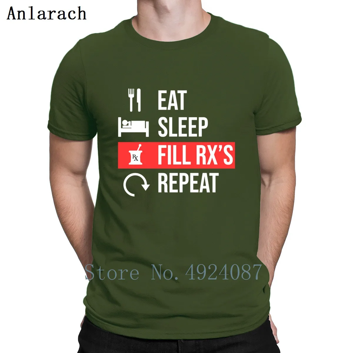 Eat Sleep заполнить Rx с повторить фармацевт аптека футболка Одежда высшего качества