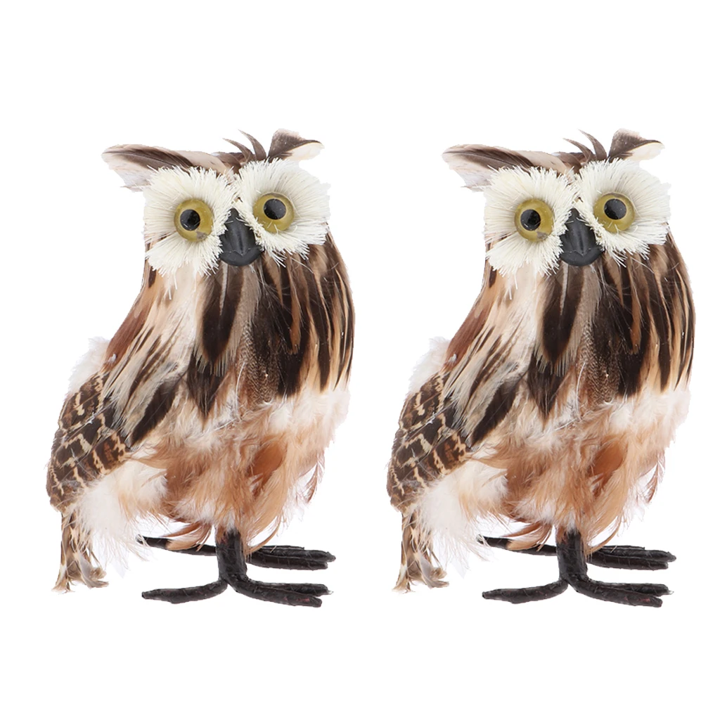 Набор из 2 искусственных коричневых совок пушистое реалистичное украшение стола