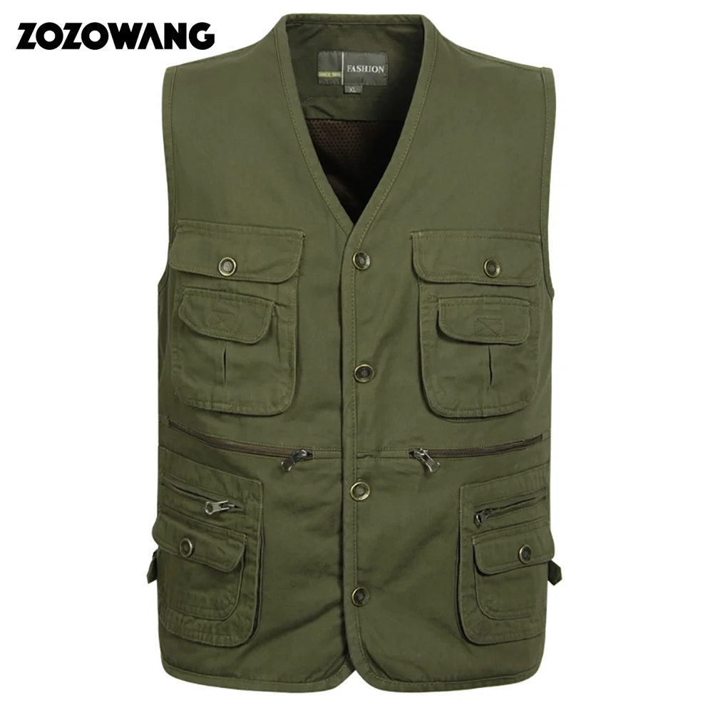 

2022 Men Multi-Pocket Classic Waistcoat Male Sleeveless Unloading Solid Coat Work Vest Photographer Tactical Masculino Jacket