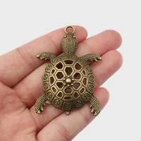 4pcs antique bronze hollow turtle tortoise charm pendant for diy necklace jewelry findings making 55x38mm
