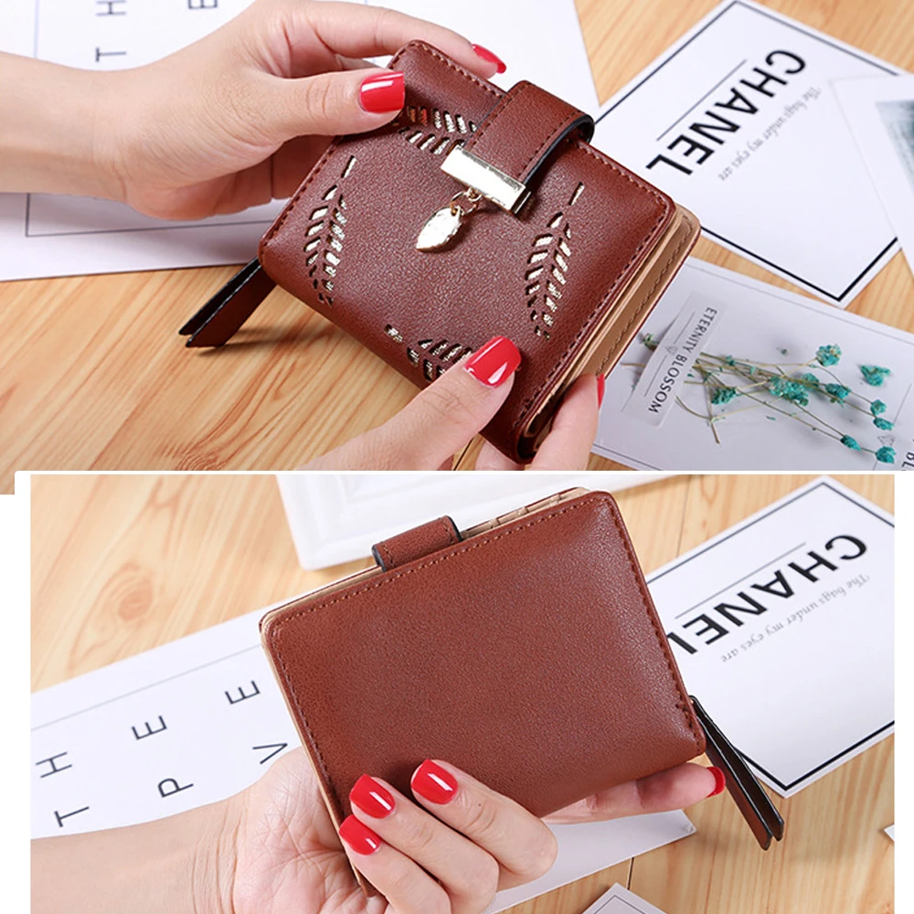 2018 новые листья полые женский кошелек Для женщин портмоне из мягкой