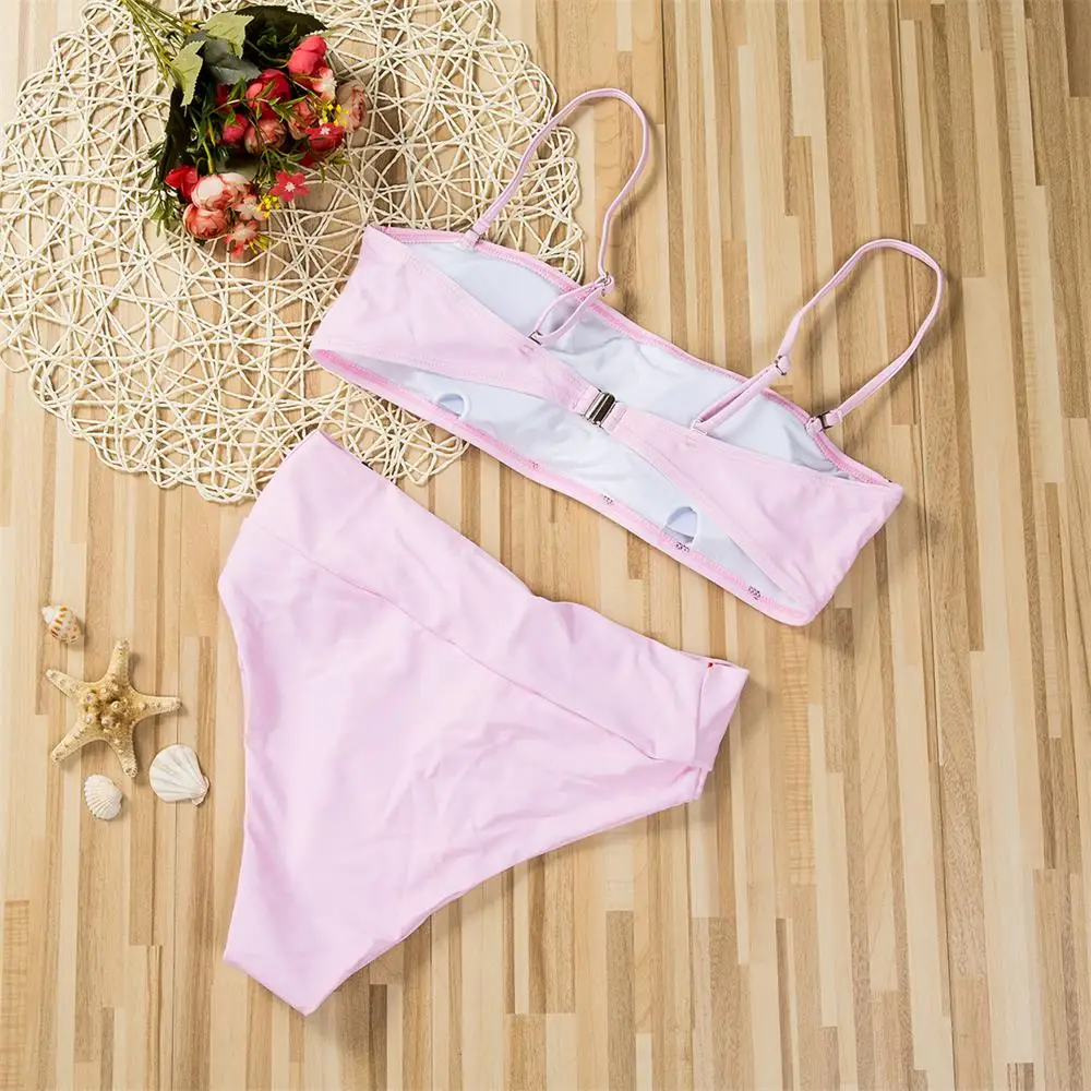 Женский комплект бикини на бретельках из двух предметов купальник шнуровке с