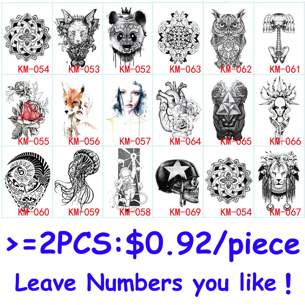 1 шт. черная водостойкая Татуировка панда|tattoo skull|tattoo blacktattoo white |