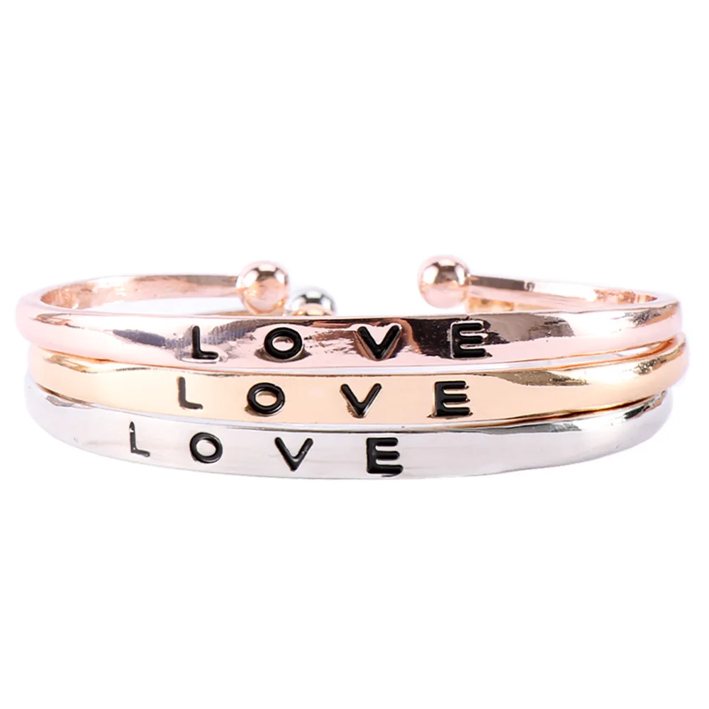Delicate Women Men's Love Open Bangle Screw Hand Letter Cuff Bracelet Fashion Party Wedding Jewelry Gift | Украшения и