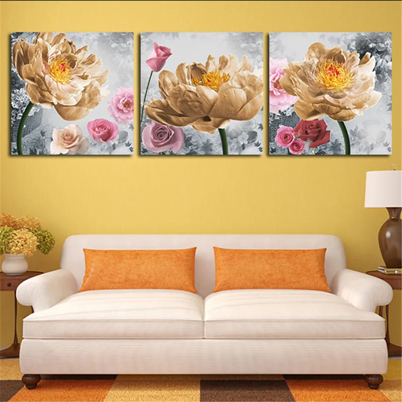 Настенная живопись 3 штуки картина с красивыми цветами пейзаж холст настенный