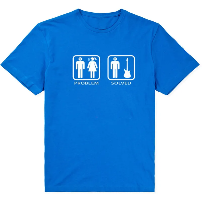 2017 Новый Стиль проблема решается гитара футболка Для мужчин Повседневное