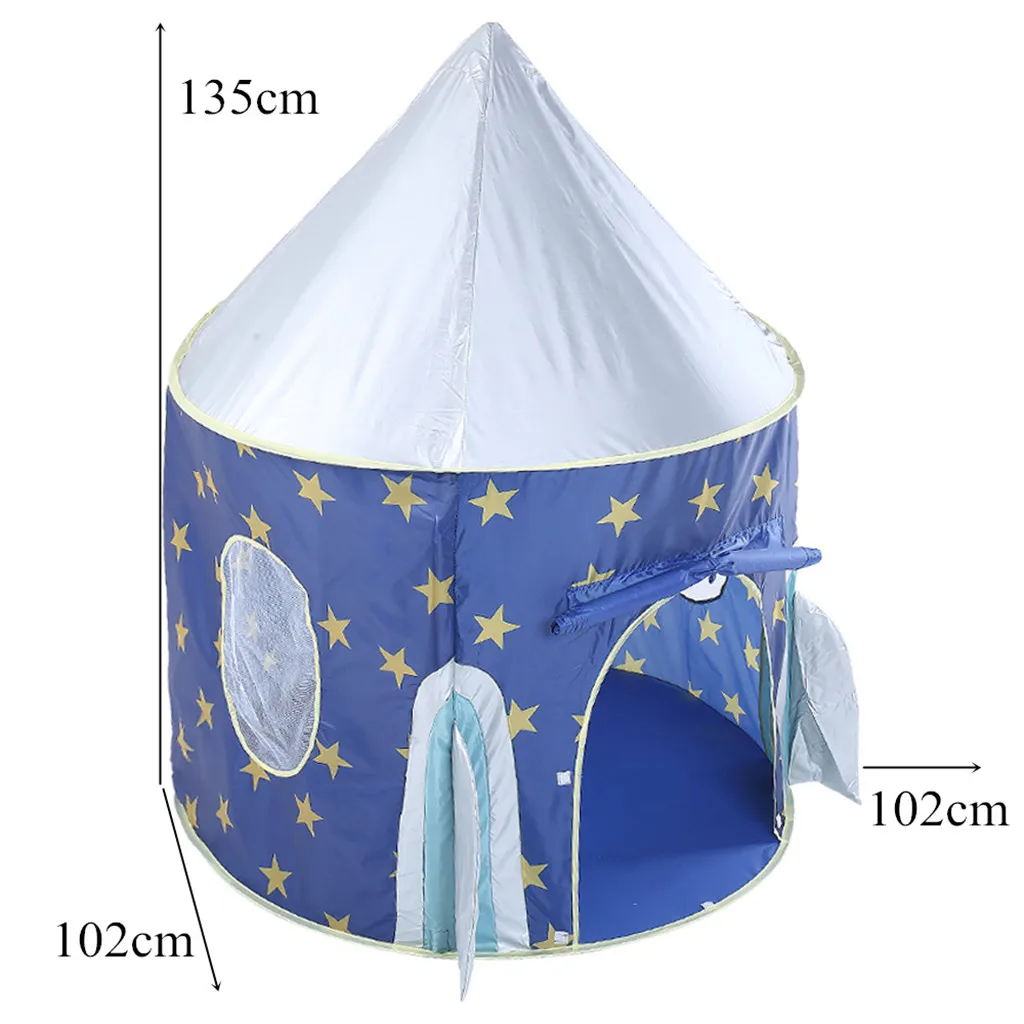 

Large Rocket Ship Tent Play Tent Toy Playhouse Indoor & Outdoor Garden Foldable Pop Up Astronaut Space Play Tent for Kids 5.24