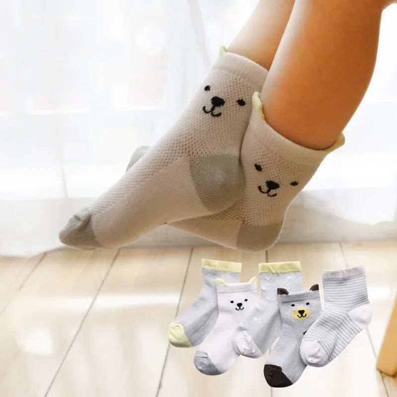 1 pair grey 1 пара летних Хлопковых Носков для малышей с милым мультяшным медведем и кроликом милые детские носки для девочек и мальчиков с рисунком кота для новорожденных - Цвет: 1 pair grey