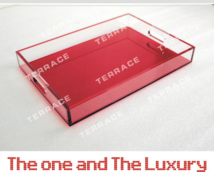 ONE LUX Акриловые lucite сервировочные подносы для хранения с выгравированными ручками-различные цвета