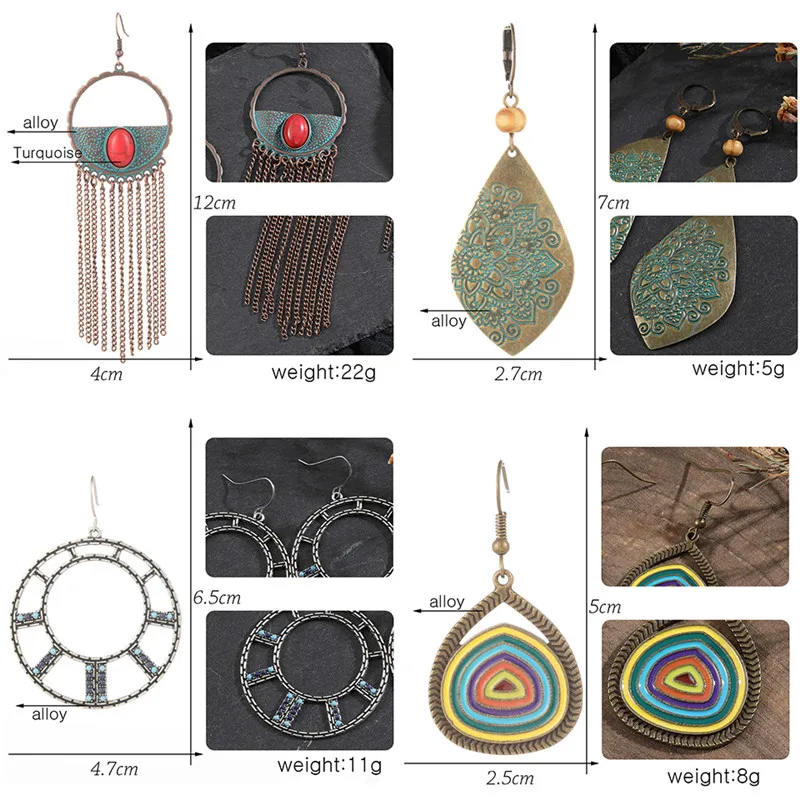 Женские серьги-подвески большого размера Винтажные серьги золотого цвета в