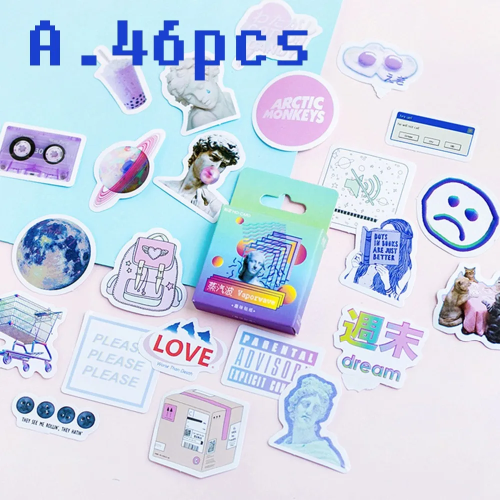 Vaporwave художественный стиль наклейки Эйнштейна Ньютона для ноутбука, телефона, багажа, автомобиля, гитары, ТВ коробка, скейтборд, Детская Наклейка, вапорволновые наклейки