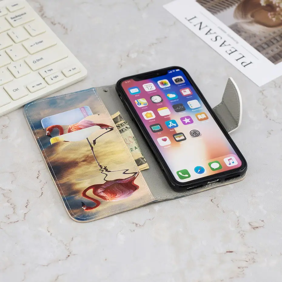 Чехол-книжка из искусственной кожи для iPhone 11 Pro Max X XS XR Max Book, Стильный чехол для телефона iPhone X 6 7 8 Plus 5 SE, чехол с рисунком s