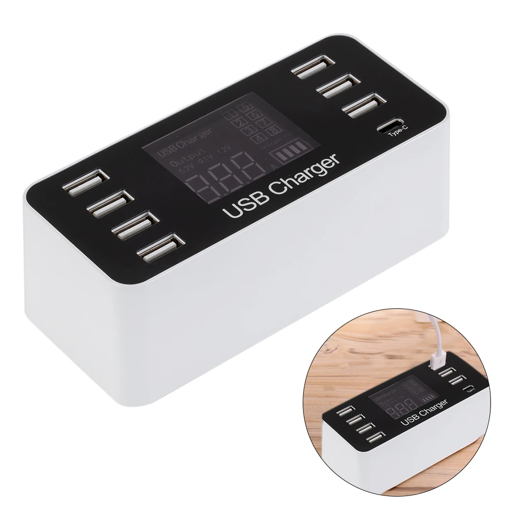 40 Вт 8 портов Смарт usb зарядная станция ЖК-дисплей цифровой дисплей Универсальное зарядное устройство для смартфонов планшетных мкА EU US UK Plug