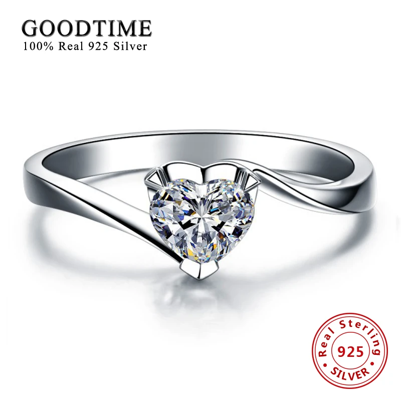 

Fashion Romantic Heart Zirconia Wedding Ring For Women Soild 100% 925 Sterling Silver Engagement Jewelry Gift Anillo Bague