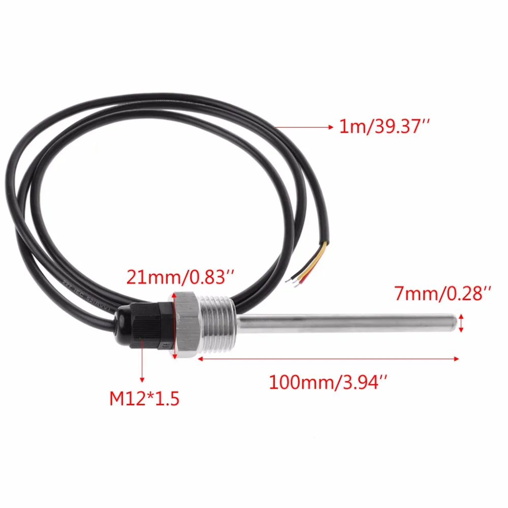 DS18B20 цифровой датчик температуры G1/2 &quotрезьбовой зонд диаметр = 7 мм 3-ядерный