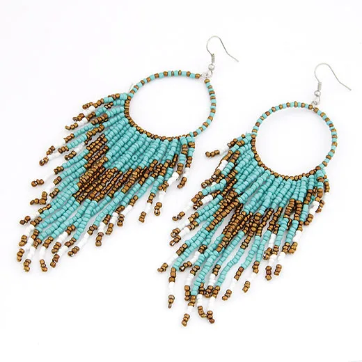 color 5 Kymyad богемные серьги для женщин Bijoux большие массивные серьги Модные ювелирные изделия бусины кисточкой Длинные серьги Бохо Этнические украшения - Окраска металла: color 5