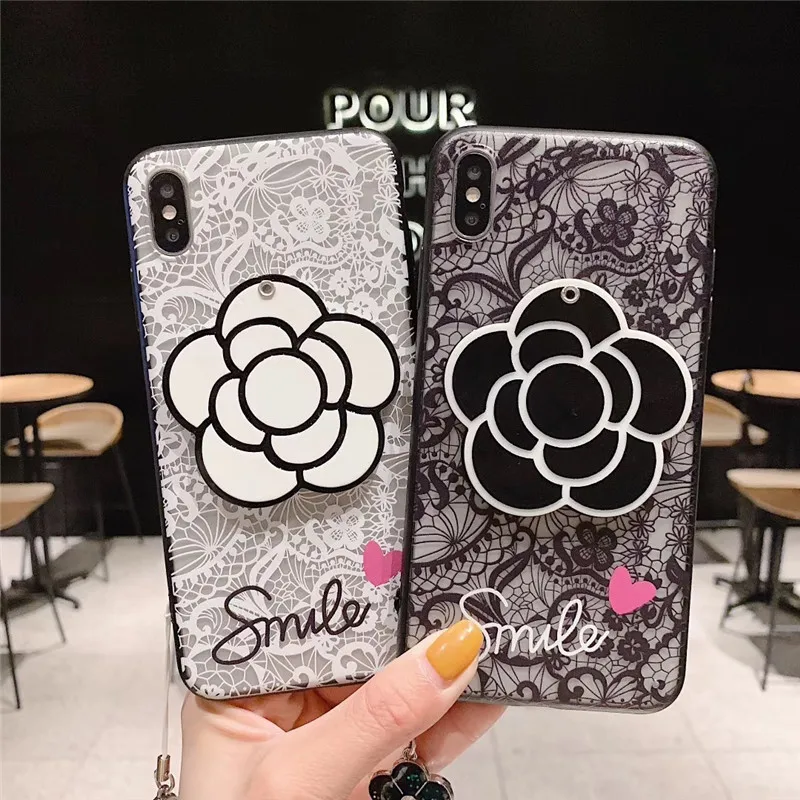 Роскошный кружевной узор camellia зеркальный чехол для телефона iphone XS MAX XR X 6 6s 7 8 plus с