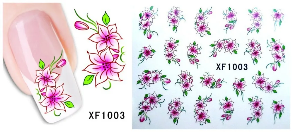 60 листов XF1001 XF1060 ногтей цветок воды транфер стикер Красота фольга для