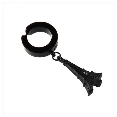 Tower black 2 шт, панк, нержавеющая сталь, крест, звезды, кулон, клипса, без пирсинга, серьги для женщин, хип-хоп, модные, без отверстия для уха, мужские ювелирные изделия - Окраска металла: Tower black