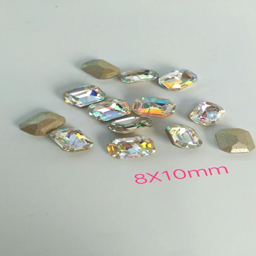 5pcs Super Glitter Crystal Nail Gems Oval Raindrop Diamond Shinny Stone Nail Art Rhinestone Jewelry Phone Manicure Tools - Цвет: 8X10 rectangle