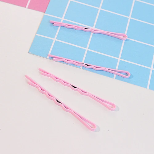 Light pink Новинка, 20 шт./лот, заколки для волос, одноцветные, u-образные заколки для волос, заколка, 5,5 см, металлическое покрытие, карамельный цвет, волнистые Заколки для женщин и девушек - Цвет: Light pink