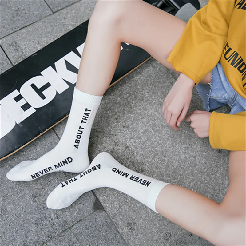 1 пара летних хлопковых женских носков с буквенным принтом повседневные модные