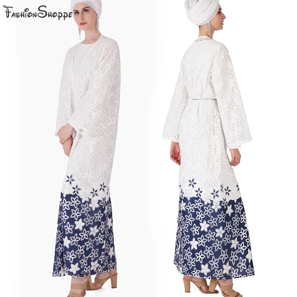 Мусульманское длинное платье с вырезами Abaya сетчатый кардиган туника кимоно