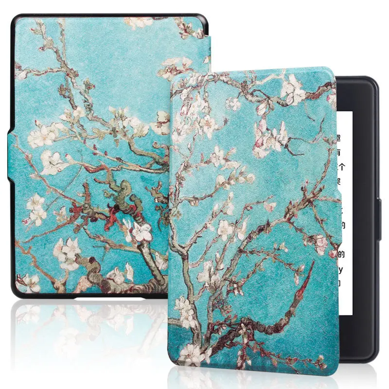Apricot flower Чехол с принтом для Amazon Kindle 8th Gen, модель из искусственной кожи, умный чехол с задней панелью ПК, чехол для планшета, чехол для электронной книги Kindle 8th - Цвет: Apricot flower