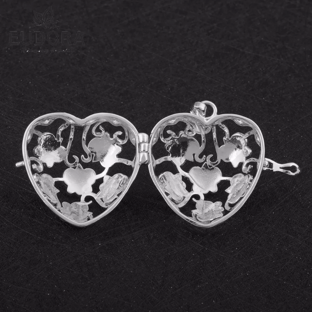 

Eudora Harmony Ball Buterfly Locket Necklace Heart Crystal Cage Pendant Fit 20mm Inner Ball for Women baby Best Jewelry Gift
