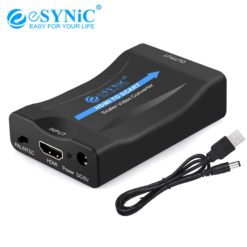 ESYNiC 1080P HDMI конвертер SCART Поддержка NTSC PAL высококлассный адаптер сигнала для HD tv DVD