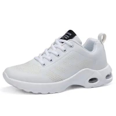 leather white Г., модные корейские черные и красные женские кроссовки на платформе, белые кроссовки с дышащей сеткой, амортизирующая повседневная обувь женская обувь, tenis feminino - Цвет: leather white