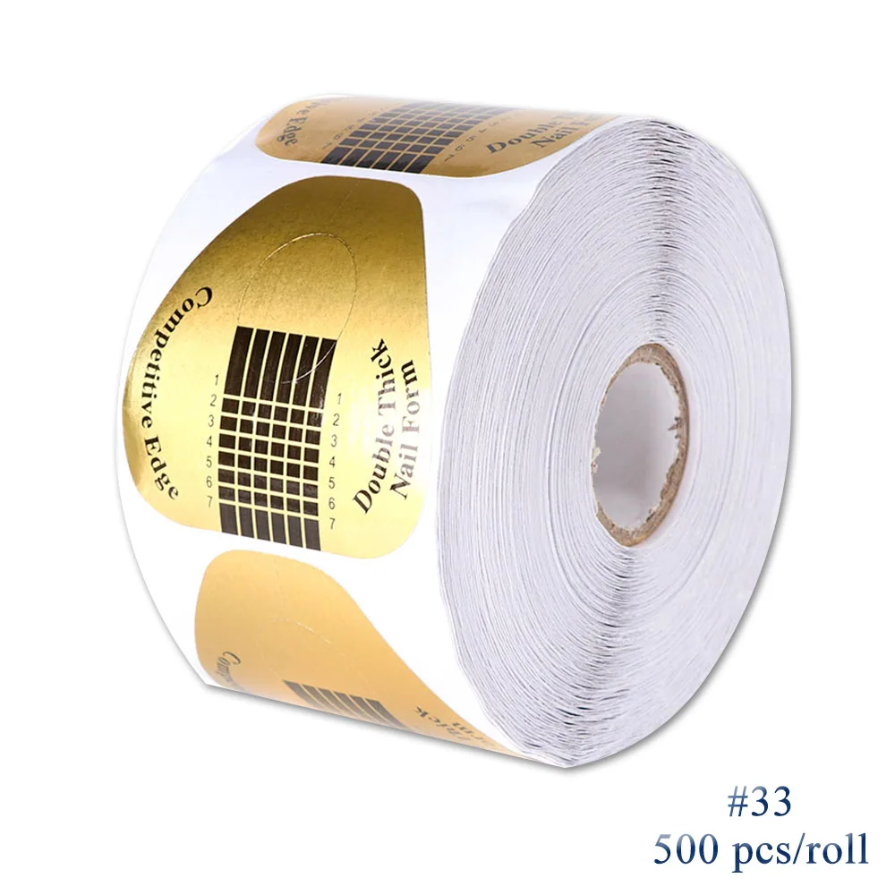 33 500pcs 300/500 шт Профессиональная форма для дизайна ногтей, французские акриловые УФ-гелевые наконечники, руководство для наращивания, трафаретная наклейка, инструменты для маникюра, LA941-2 - Цвет: 33 500pcs