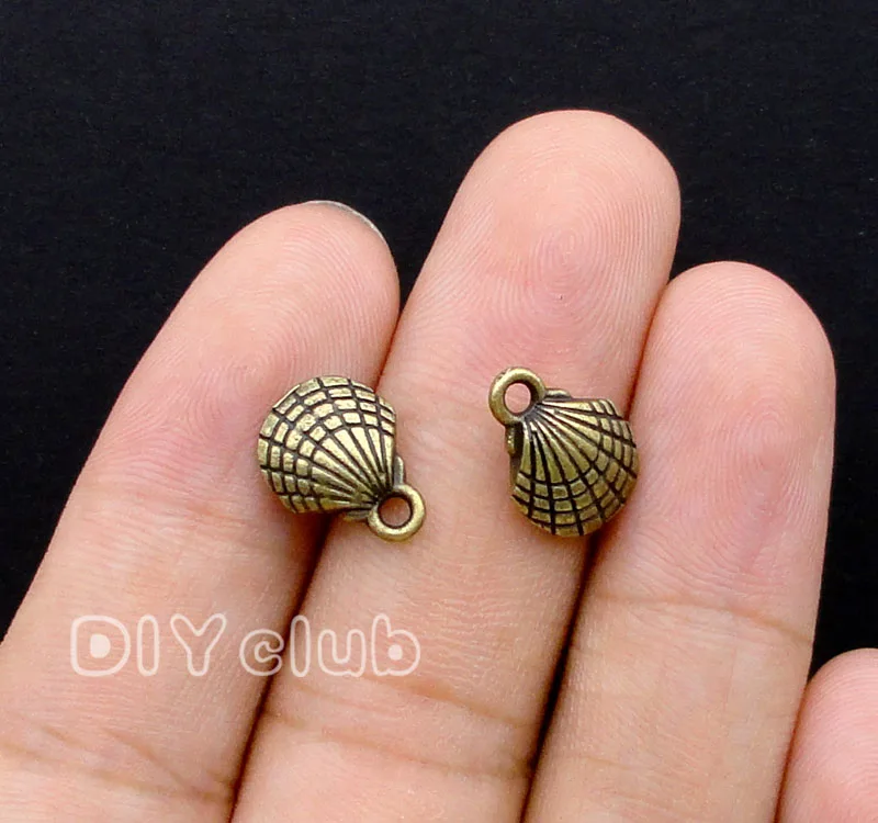 40pcs Seashell амулеты античное серебро/бронза оболочка Шарм Кулон 3D 13x10мм|charm pendant|charm