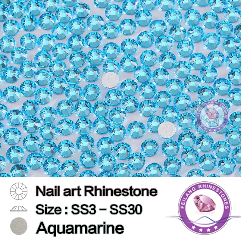 Горячая фиксация микс 8 размеров Аквамарин дизайн ногтей не горячая плоские