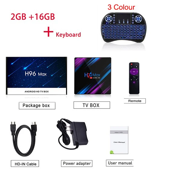 2G 16G Backlit key Google Play tv box android 9,0 H96 MAX Rockchip 4G 32GB 64GB Android tv box 2,4/5G WiFi Bluetooth 4,0 4K 3D Netflix Android box - Цвет: 2G 16G Backlit key