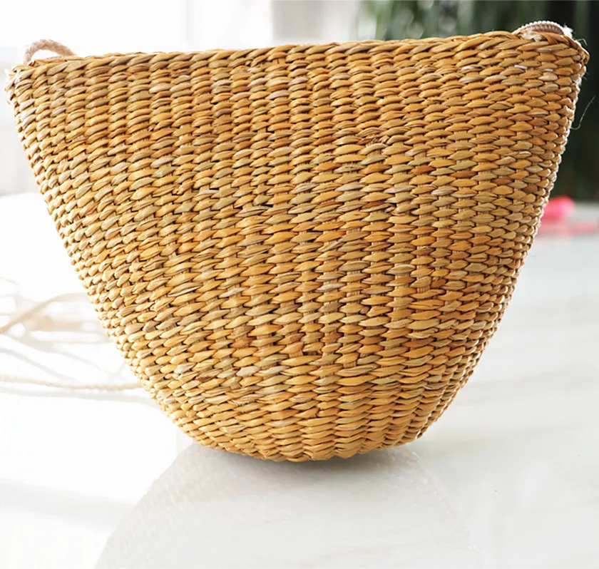 Оптовая продажа желтая травяная соломенная сумка мессенджер тканая пляжные