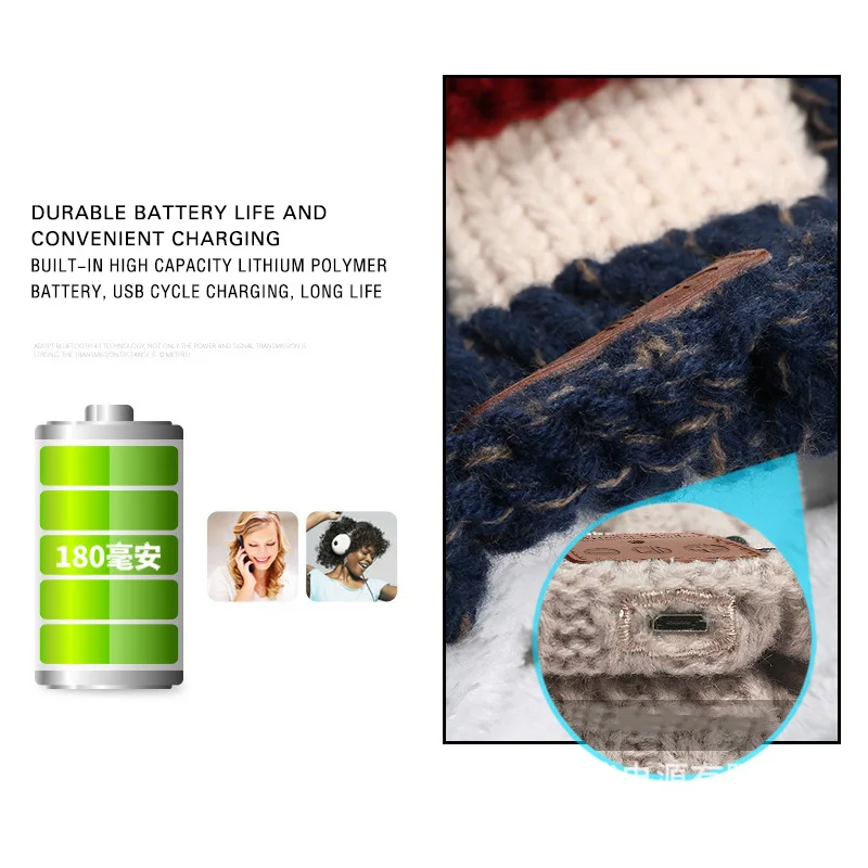 Беспроводная Шапка-бини FDBRO с Bluetooth вязаная шапка наушниками стереогарнитура