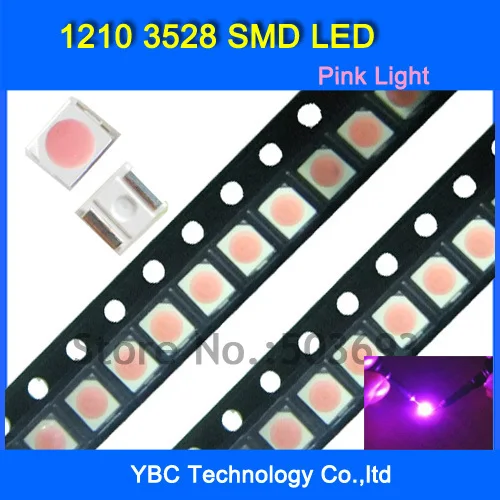 

200pcs/lot 1210 3528 SMD LED Ultra Bright Pink Light Diode Wholesale