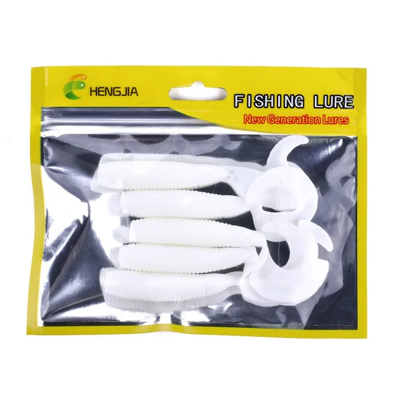 White 5 шт., 7,7 г, 10 см, мягкая силиконовая приманка для рыбной ловли, искусственная приманка для рыбной ловли, приманка для весенней рыбалки, приманка для ловли нахлыстом, Высококачественная упаковка - Цвет: White