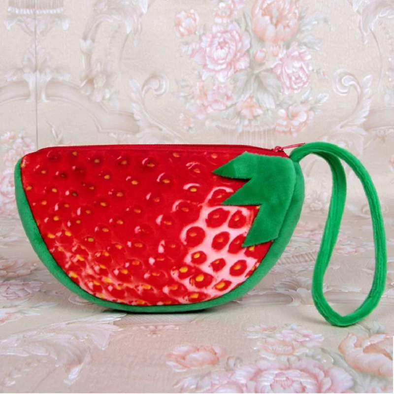 Женский Миниатюрный Плюшевый Кошелек для монет с принтом фруктов милый кошелек