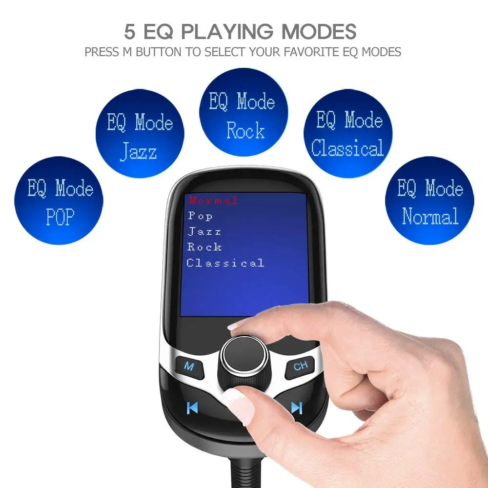 Nulaxy Bluetooth FM Transmitter Car MP3 Player with 1.8&quot LCD Display Wireless Handsfree Kit Support USB Flash TF AUX On/Off |